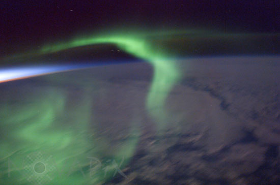 Aurora borealis seen from space