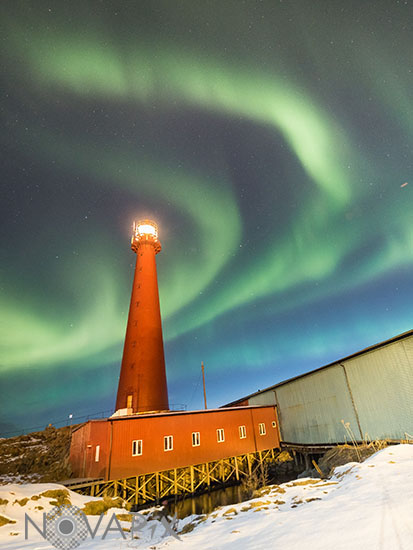 Aurora around the lighthouse