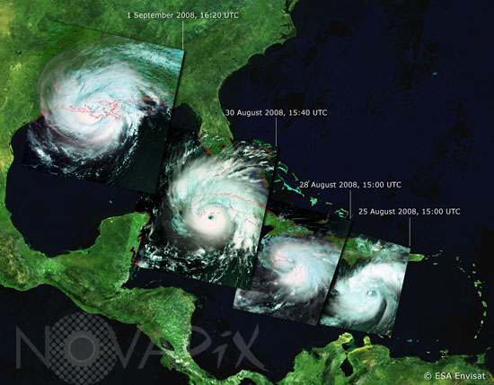 Path of hurricane Gustav seen by Envisat satellite