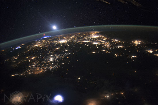 Red Sprites and Thunderstorm seen from space