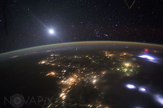 Red Sprites and Thunderstorm seen from space