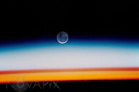 Last crescent moon above the atmosphere