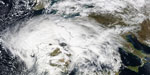 Tempête Xynthia au-dessus de la France vue par satellite 