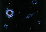 Vue d'artiste de trous noirs avalant leurs galaxies