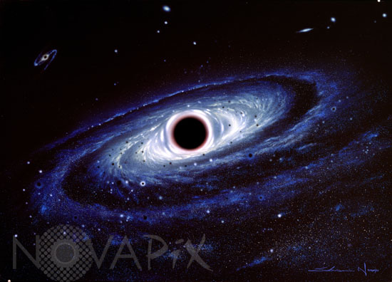 Vue d'artiste d'un trou noir au centre d'une galaxie