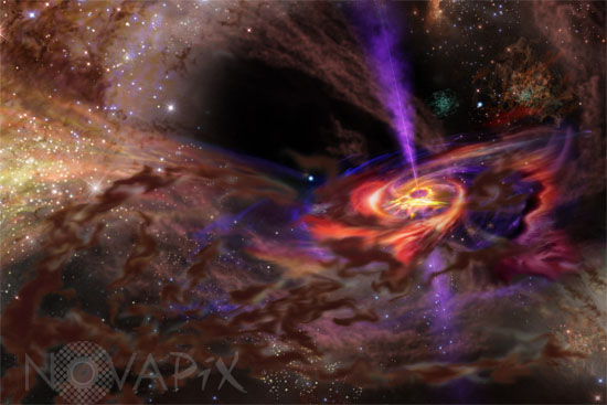 Black hole in the galaxy's center - Artist view