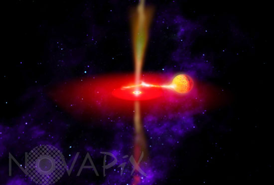 Vue d'artiste du microquasar GRS 1915+105