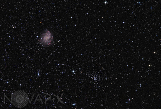 Spiral Galaxy NGC 6946 and Open Cluster NGC 6939