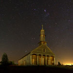 Eglise de Chiloé et ciel étoilé
