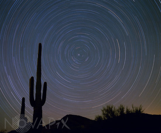 Star trails around north celestial pole