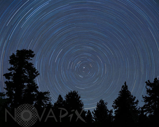 Star trails around north celestial pole