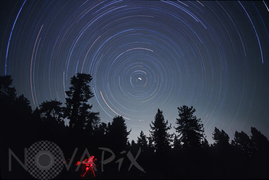 Star trails around north celestial pole