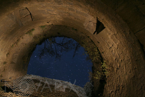 Star trails over the castle of Puilaurens