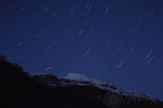 Star trails above Grand Roc Noir