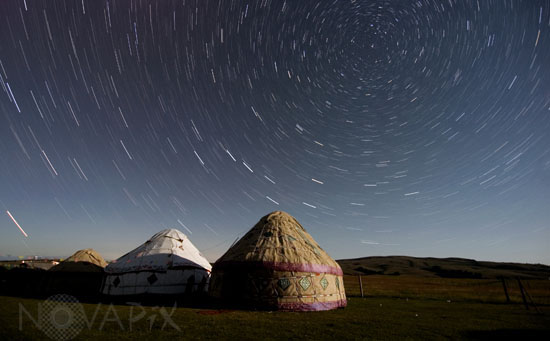 Star trails around north celestial pole