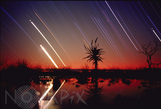 Star trails - Moon, planets and Orion