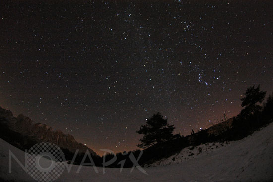 Winter starry night in the Alps