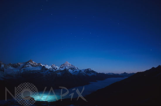 Starry sky above Weisshorn