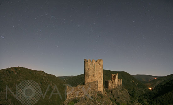 Starry sky above the castles of Lastours