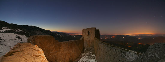 Starry sky above the castle of Montségur