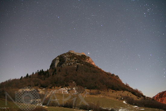 Starry sky above the castle of Montségur