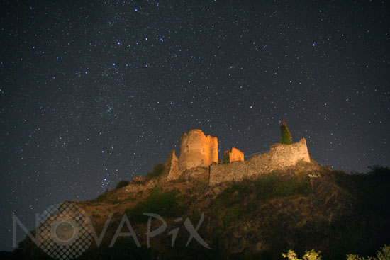 Starry sky above the castles of Lastours