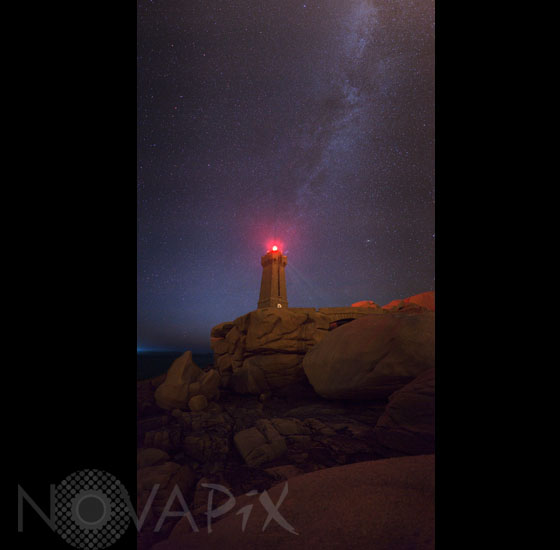 Milky way above a lighthouse in Brittany