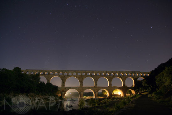 Starry sky above the Pont du Gard