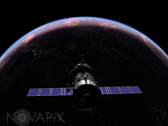 Vaisseau Soyuz au-dessus de la Terre