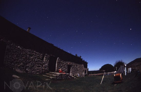 Starry sky with a leonid