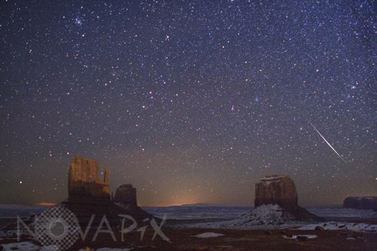 Geminid Meteor over Monument Valley