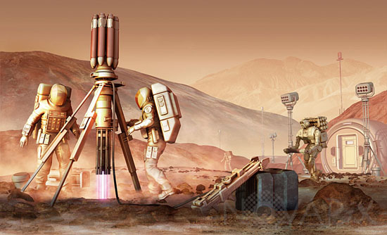 Astronautes sur Mars - Illustration
