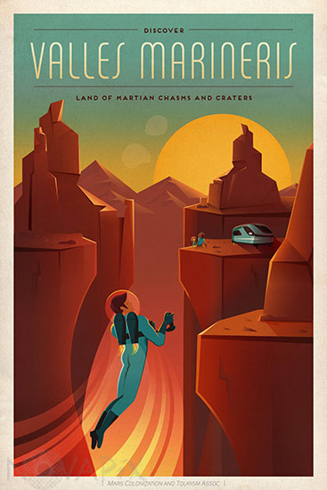 Affiche publicitaire pour le tourisme sur Mars - Illustration