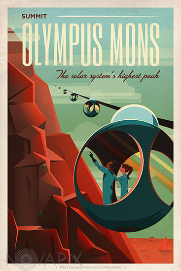 Affiche publicitaire pour le tourisme sur Mars - Illustration
