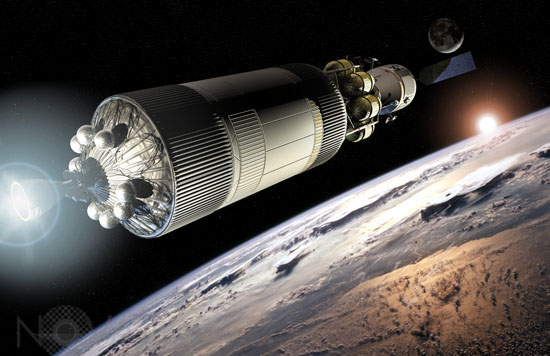 The Orion spacecraft onward to Moon - Artist view