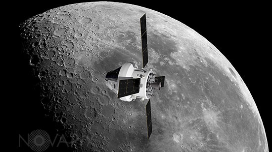 Retour sur la Lune: le module Orion en orbite lunaire - Vue d'artiste