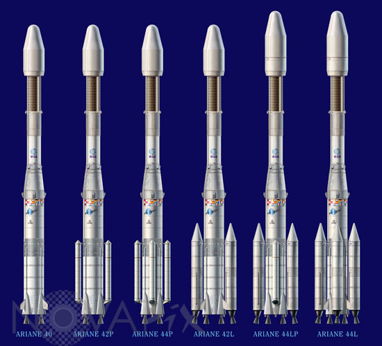 Les différentes versions de la fusée Ariane 4 