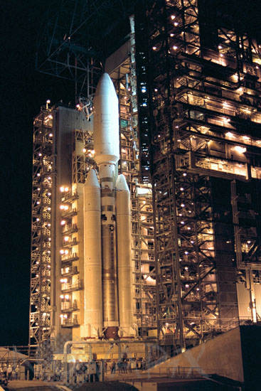 Titan IVB rocket on launch pad.