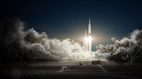Décollage fusée Falcon Heavy - Illustration