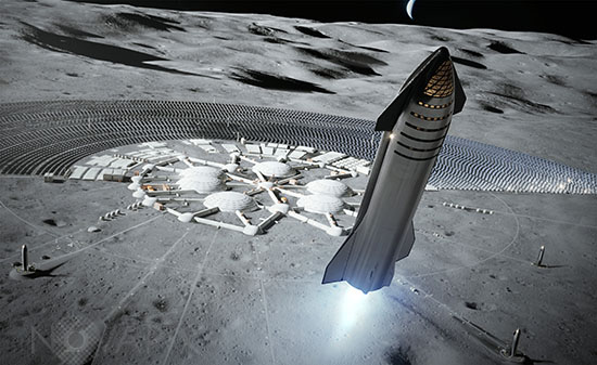 La fusée Starship sur la Lune - Illustration