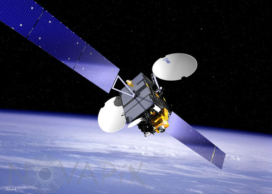 Communication satellite Artemis. Artwork.