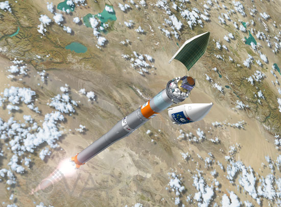 Mise en orbite du satellite Giove-A - Vue d'artiste
