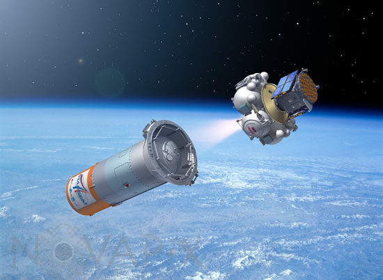 Mise en orbite du satellite Giove-A- Vue d'artiste