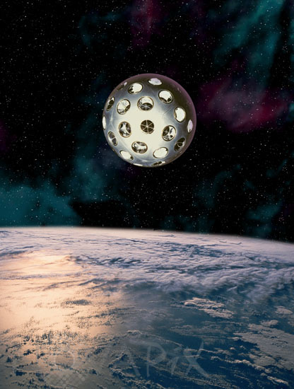 Satellite Starlette above the Earth - Illustration
