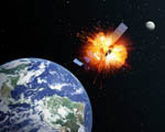 Explosion d'un satellite - Vue d'artiste