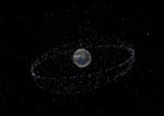 Vue des satellites et débris en orbite autour de la Terre