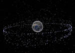 Vue des satellites et débris en orbite autour de la Terre