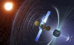 Satellites et Tempête Solaire - Vue d'artiste