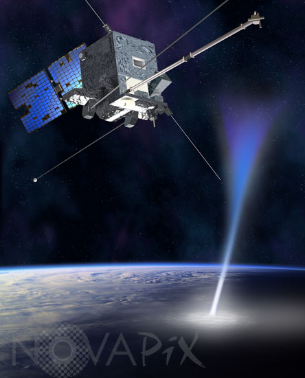 Microsatellite TARANIS and Blue jet - Artist view