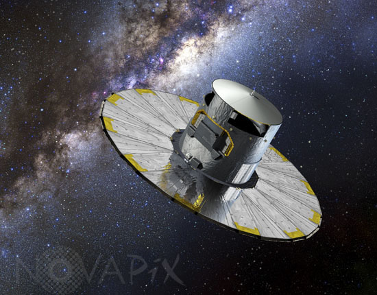 Gaia mapping the stars of the Milky Way. Artwork.